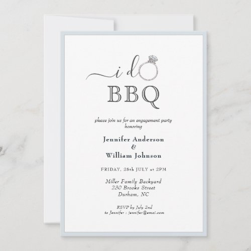 Simple I DO BBQ with ring engagement party Announcement