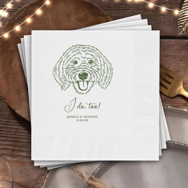 Simple I Do Too Custom Hand Drawing Wedding Napkins (Creator Uploaded)