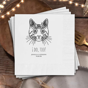 Simple I Do Too Custom Hand Drawing Wedding Napkins