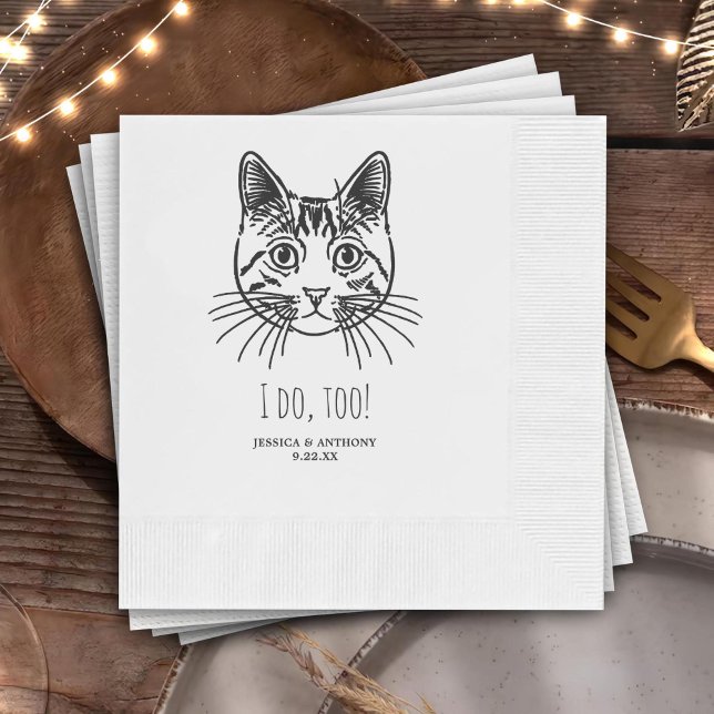Simple I Do Too Custom Hand Drawing Wedding Napkins (Creator Uploaded)
