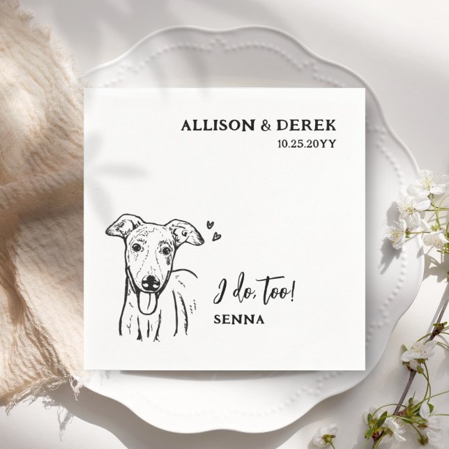 Simple I Do Too Dog Whippet Drawing  Wedding Napkins (Creator Uploaded)