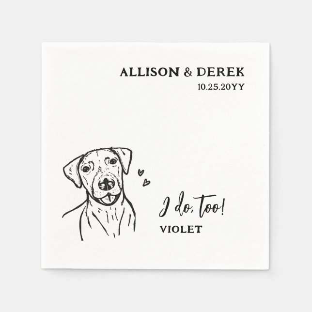 Simple I Do Too Pointer Dog Drawing  Wedding Napkins (Front)