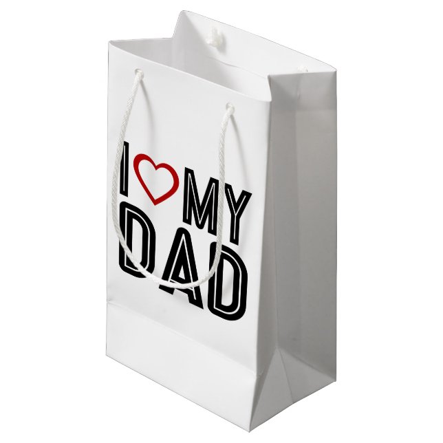 Simple I Heart Love My Dad Typography | Gift Bag (Front Angled)