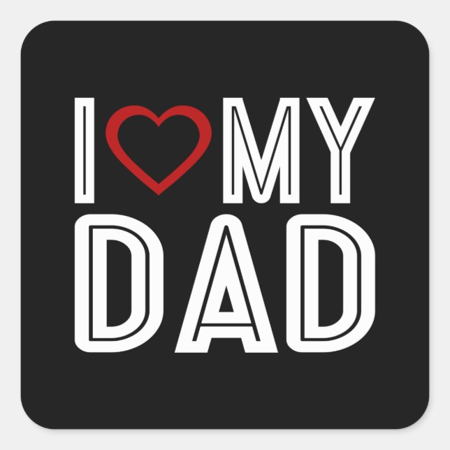 Simple I Heart Love My Dad Typography | Sticker (Front)