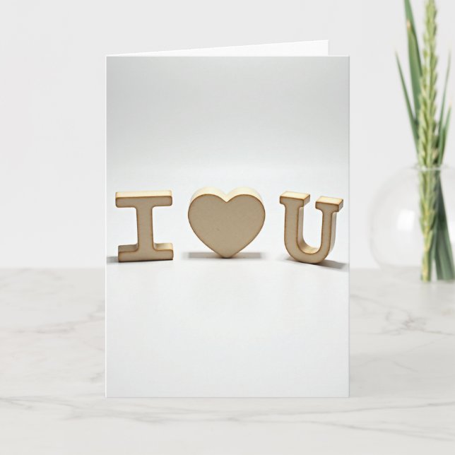 Simple I Heart U Wood Card (Front)