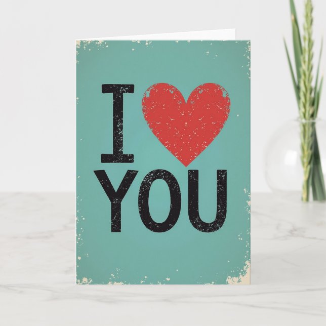 Simple I Heart You Distressed Card (Front)