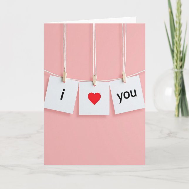 Simple I Heart You Hanging Matte Card (Front)