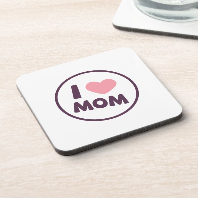 Simple I Love Mom Mother's Day | Coaster (Left Side)