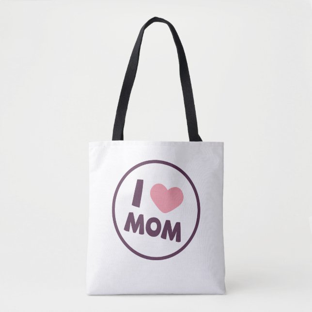 Simple I Love Mom Mother's Day Tote Bag (Front)