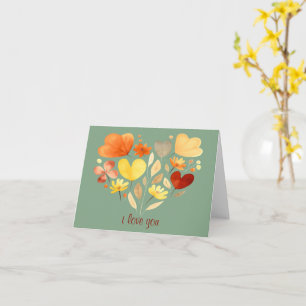 SIMPLE "I LOVE YOU" CLASSIC FLORAL HEART SHAPE  CARD