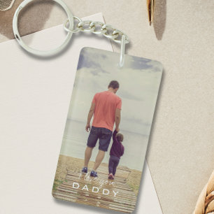 Simple I Love You Daddy Photo Keychain