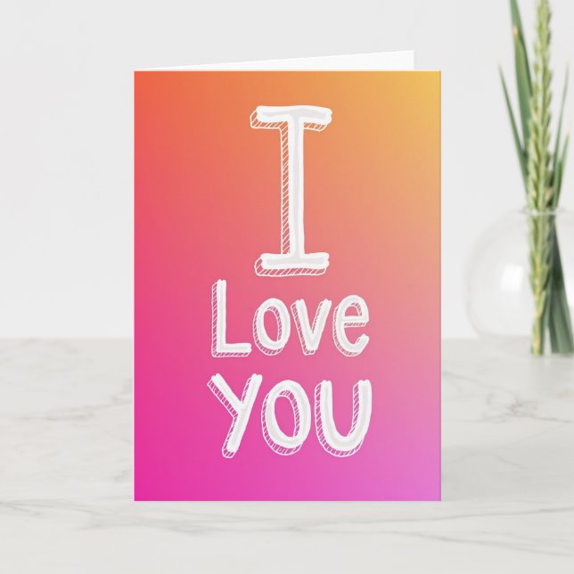 Simple I Love You Diagonal Striped Card (Front)