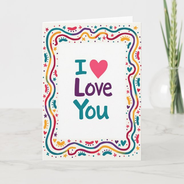 Simple I Love You Doodle Card (Front)