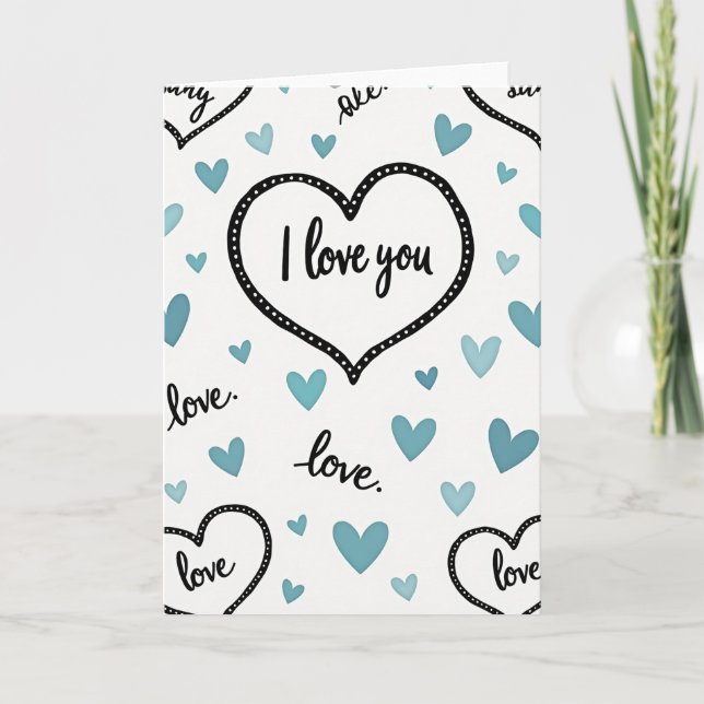 Simple I Love You Dotted Heart Card (Front)