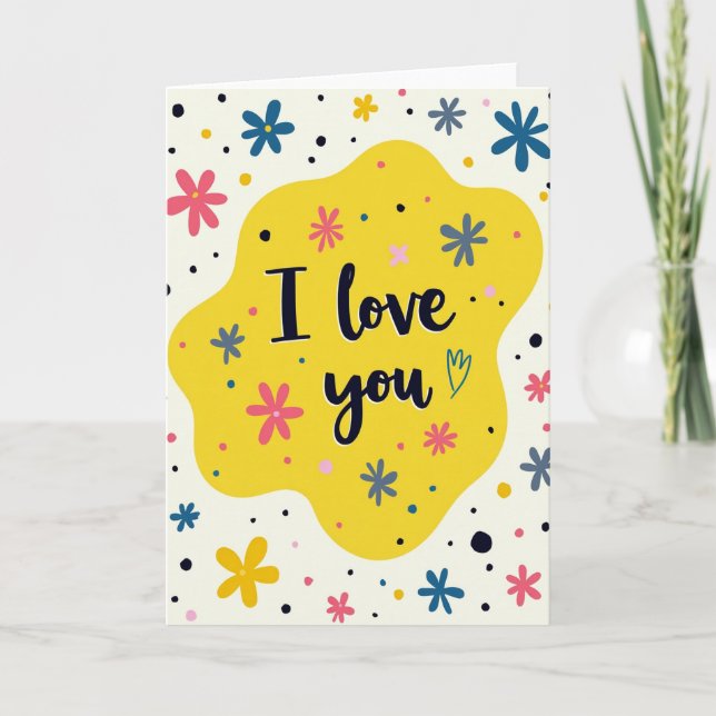Simple I Love You Floral Card (Front)