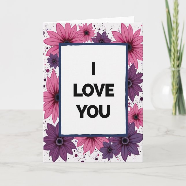 Simple I Love You Flower Card (Front)