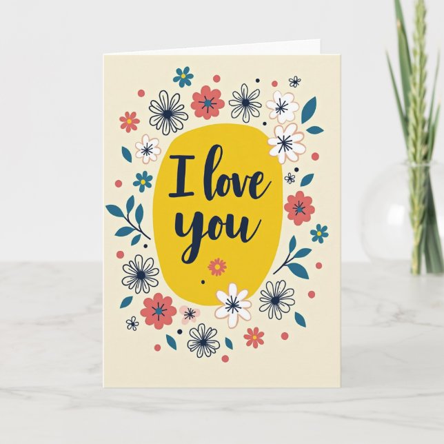 Simple I Love You Flowers Card (Front)