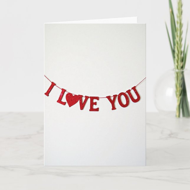 Simple I Love You Glitter Card (Front)
