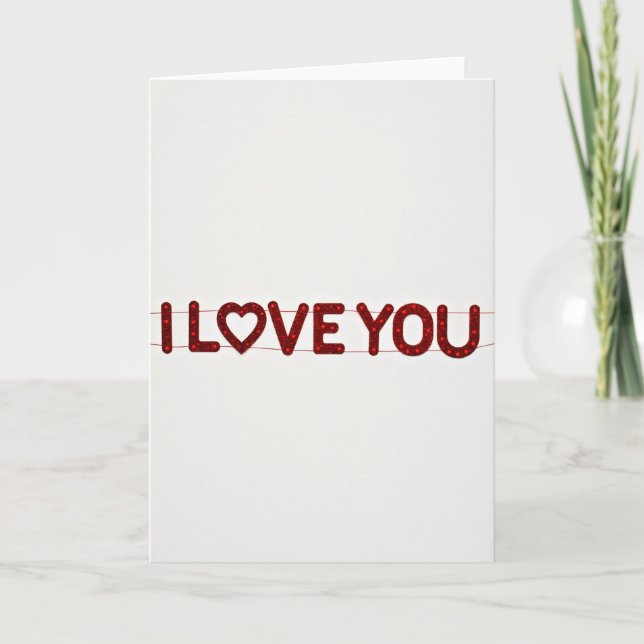 Simple I Love You Glitter Dots Card (Front)