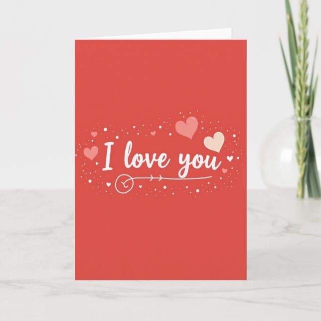 Simple I Love You Glitter Hearts Card (Front)