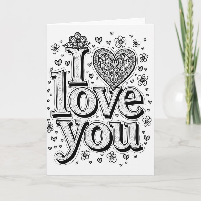 Simple I Love You Heart Card For Her (Front)