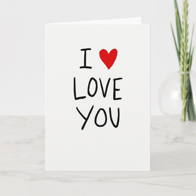 Simple I Love You Heart Hand Drawn Card (Front)