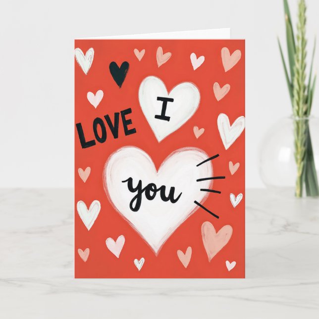 Simple I Love You Heart Pattern Card (Front)