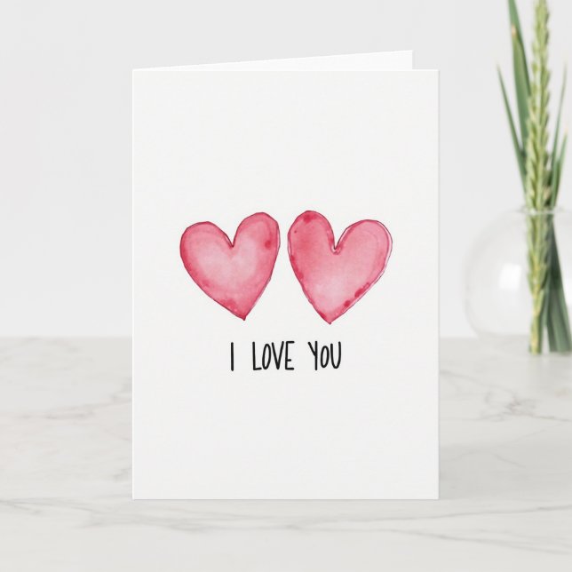 Simple I Love You Hearts Card (Front)