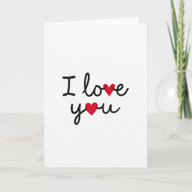 Simple I Love You Hearts Textured Card (Front)