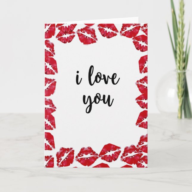 Simple I Love You Kisses Card (Front)