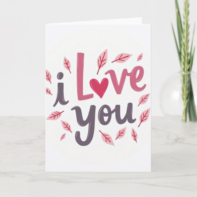 Simple I Love You Leaves Card (Front)