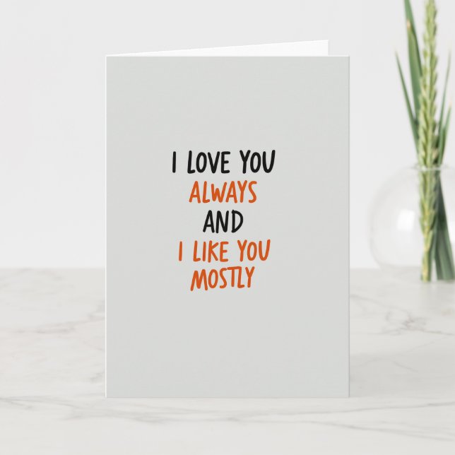 Simple I Love You Mostly Card (Front)