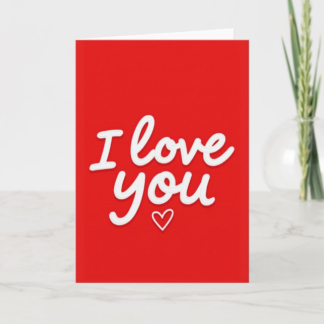 Simple I Love You Raised Heart Card (Front)