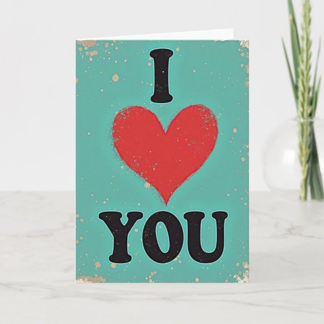 Simple I Love You Speckled Card (Front)