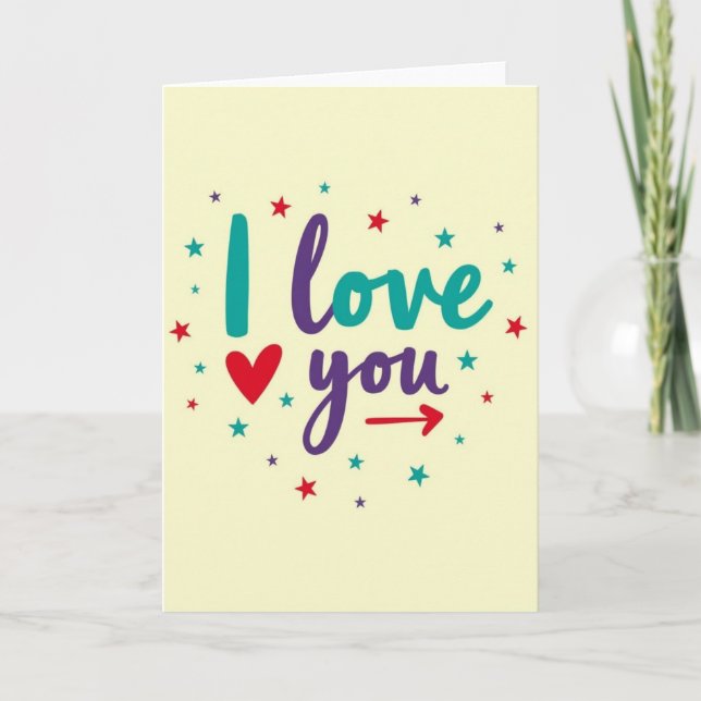 Simple I Love You Star Pattern Card (Front)