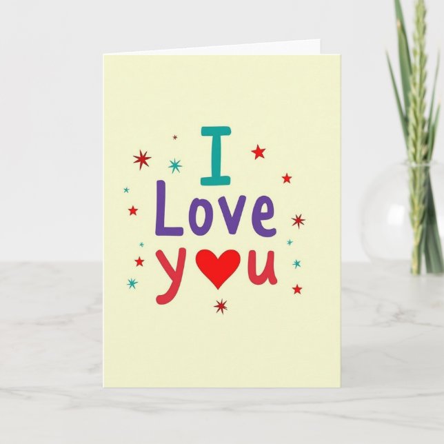 Simple I Love You Stars Card (Front)