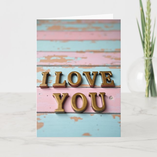 Simple I Love You Striped Card (Front)