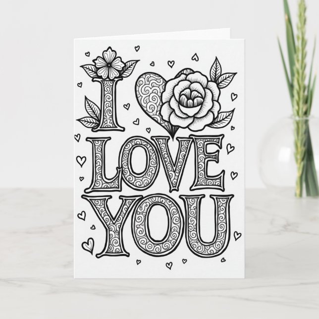 Simple I Love You Swirls Card (Front)