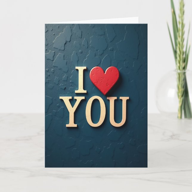 Simple I Love You Textured Card (Front)