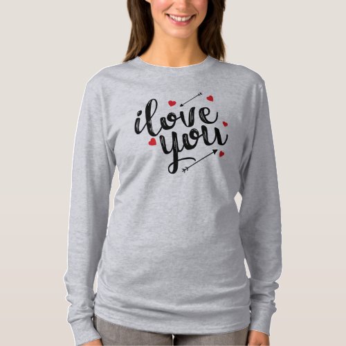 Simple I Love You Valentine Sleeve Shirt