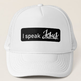 Simple I Speak Jesus Black & White Trucker Hat