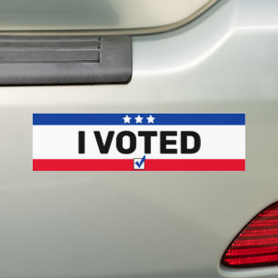Simple "I VOTED" Red White and Blue Bumper Sticker