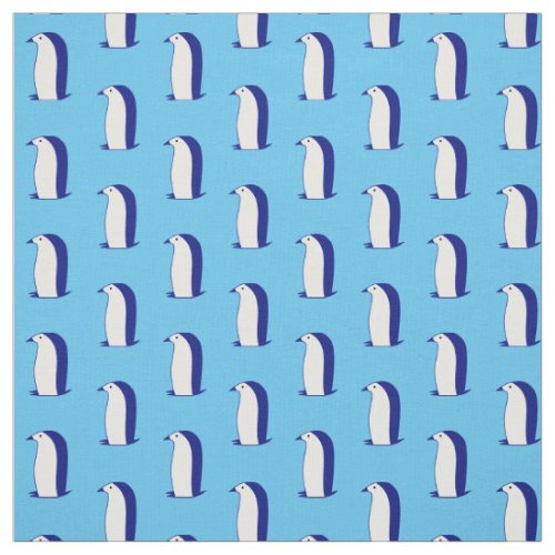 Simple Ice Blue Penguin Fabric