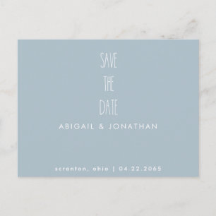 Simple Icy Blue Winter Wedding Save the Date Postcard