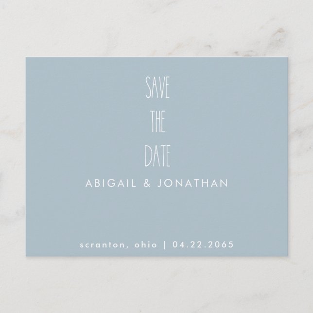 Simple Icy Blue Winter Wedding Save the Date Postcard (Front)
