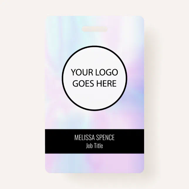 Simple ID Iridescent Logo Security Badge | Zazzle