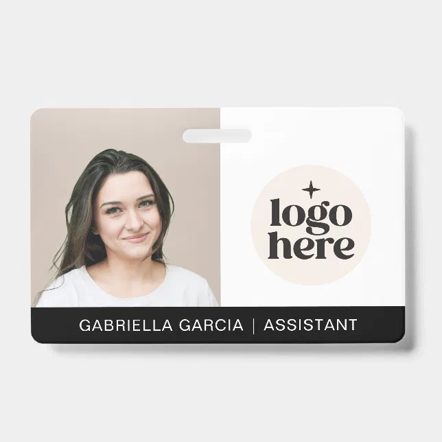 Simple Identification Logo Photo Employee Badge | Zazzle