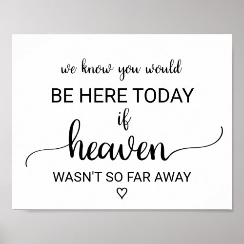 Simple If Heaven Wasnt So Far Away Wedding Poster