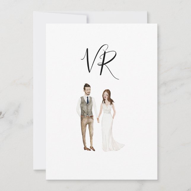 Simple Illustrated Couple Save The Date (Front)