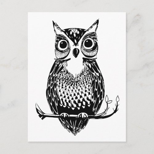 Simple Illustrated Owl Postcard